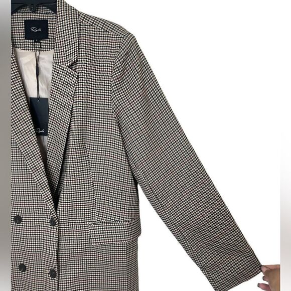 Rails Cambridge Plaid Houndstooth Jac Double Breasted Academia Blazer Large - Picture 9 of 16